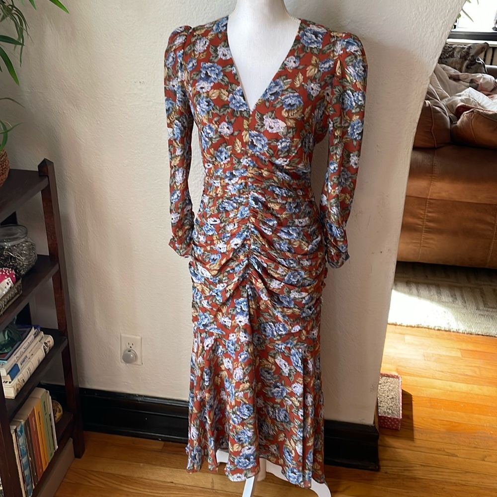 Vintage style floral ruched dress Floret Studios